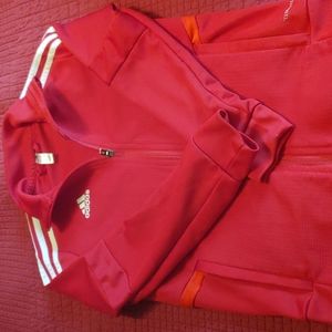 Adidas youth climalite jacket size 9-10 red and white